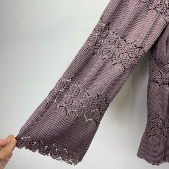 Say‎ What Blouse Women M Medium Purple Striped Long Sleeve Round Neck Casual - Picture 5 of 9